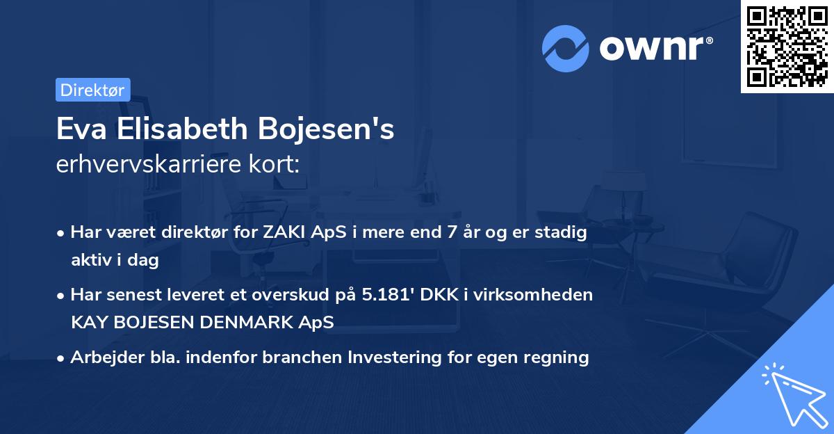 Eva Elisabeth Bojesen's erhvervskarriere kort