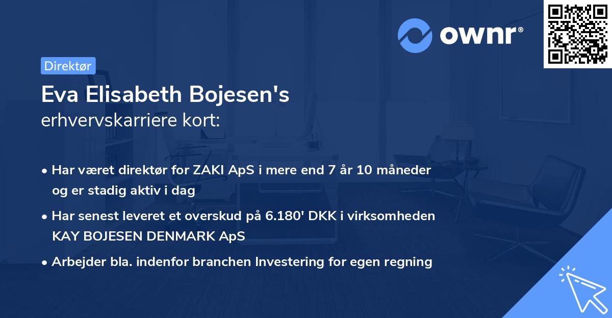 Eva Elisabeth Bojesen's erhvervskarriere kort