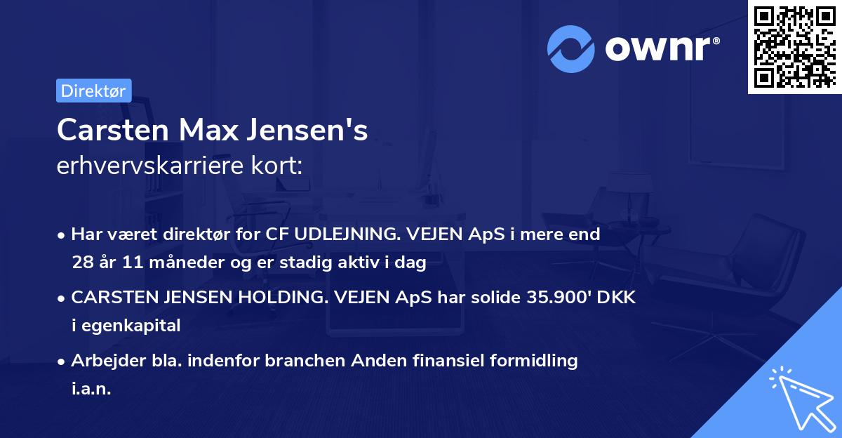 Carsten Max Jensen's erhvervskarriere kort
