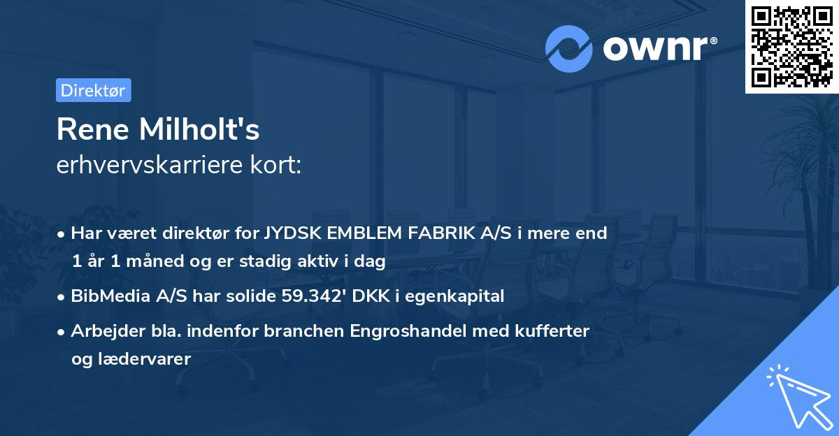 Rene Milholt's erhvervskarriere kort