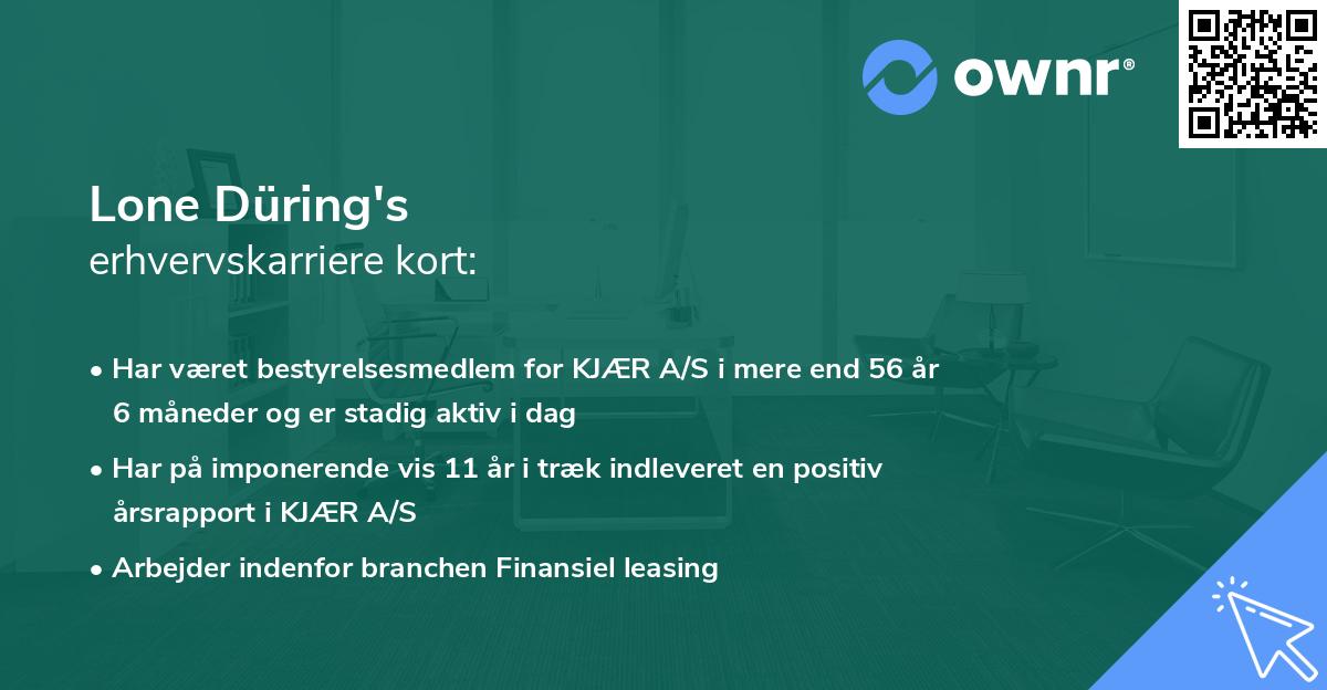 Lone Düring's erhvervskarriere kort