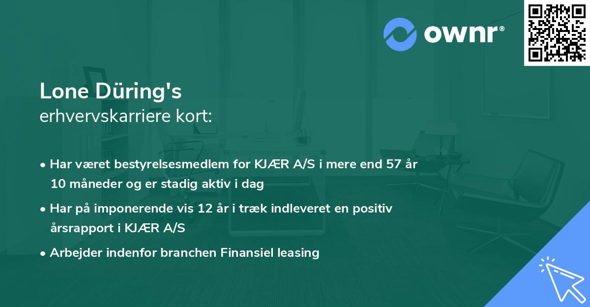 Lone Düring's erhvervskarriere kort