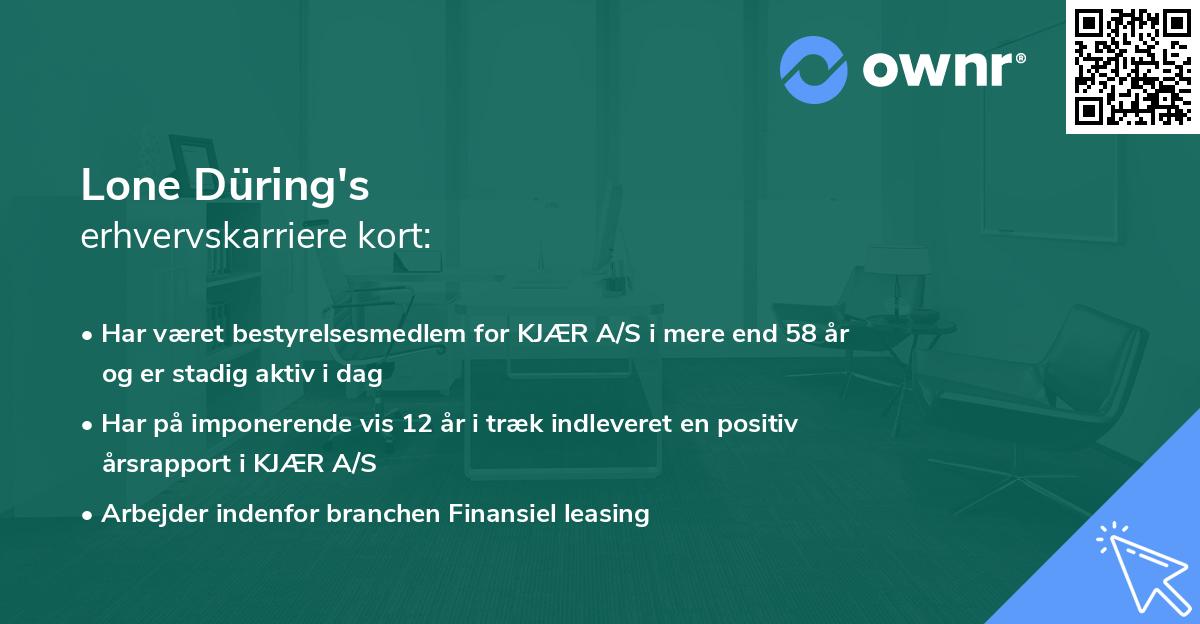 Lone Düring's erhvervskarriere kort