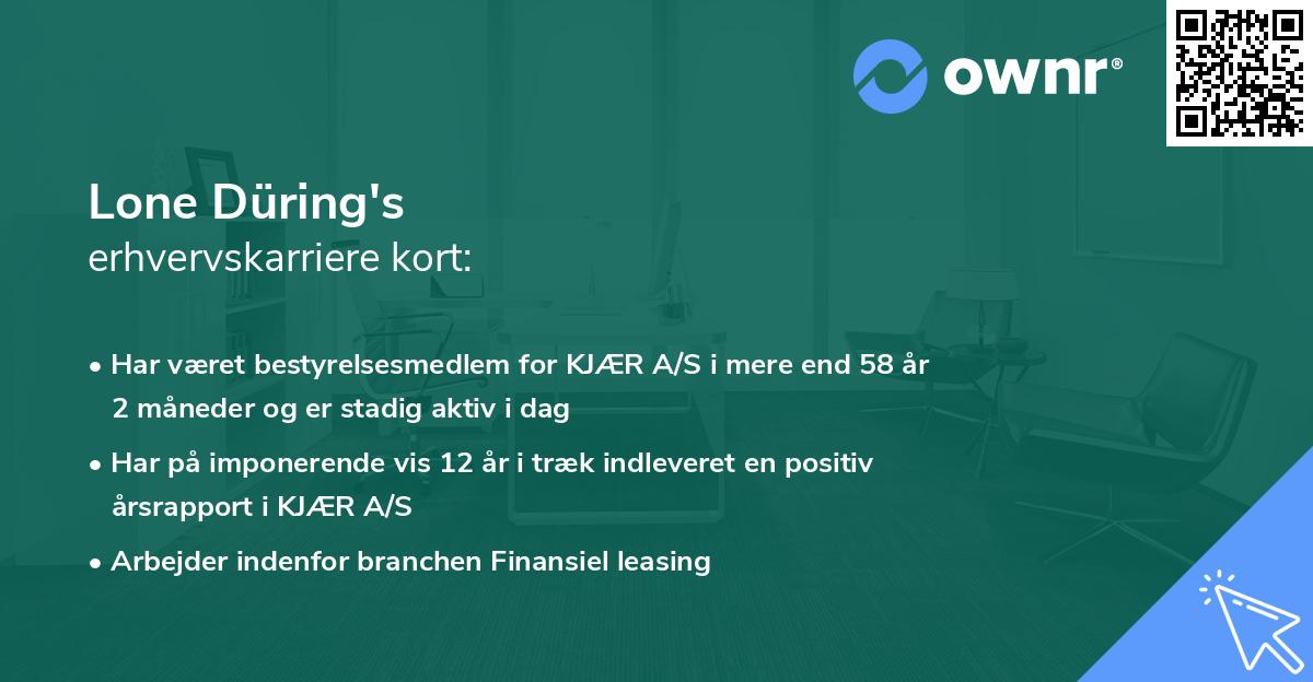 Lone Düring's erhvervskarriere kort