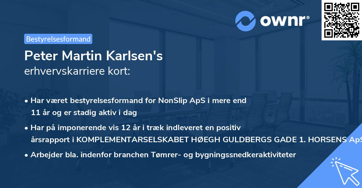 Peter Martin Karlsen's erhvervskarriere kort