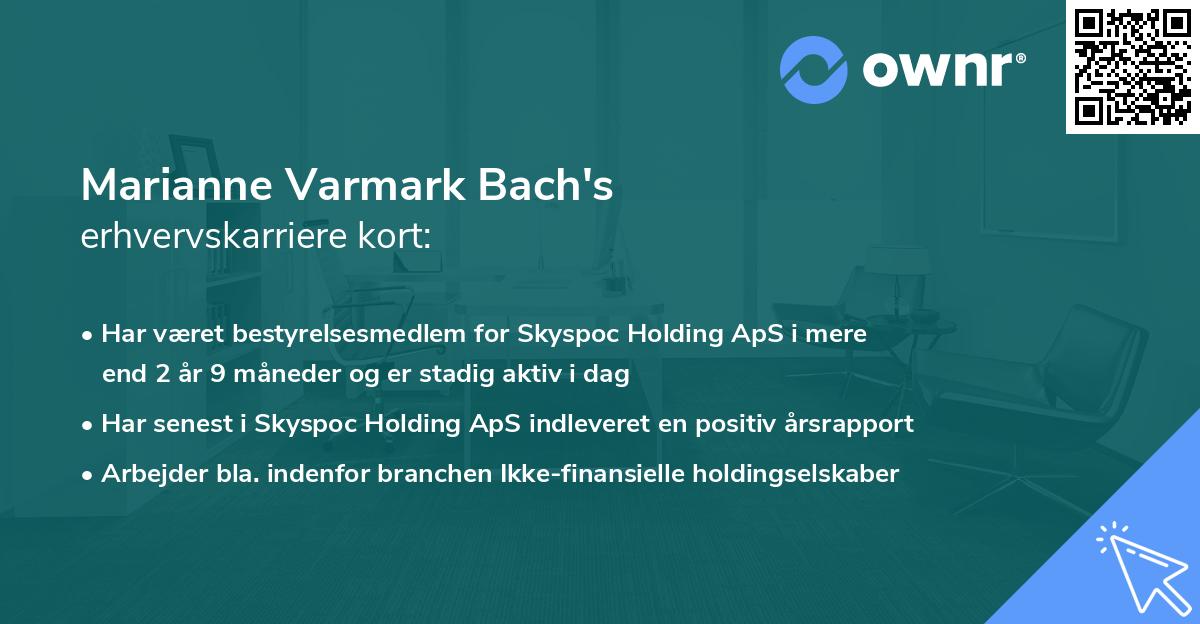 Marianne Varmark Bach's erhvervskarriere kort