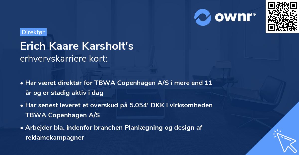 Erich Kaare Karsholt's erhvervskarriere kort
