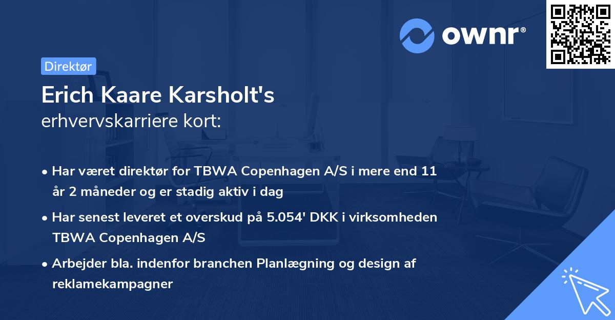 Erich Kaare Karsholt's erhvervskarriere kort