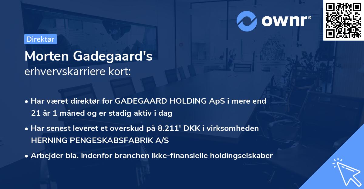 Morten Gadegaard's erhvervskarriere kort