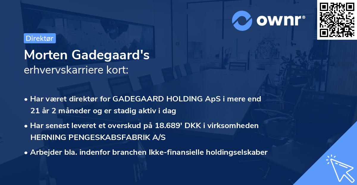 Morten Gadegaard's erhvervskarriere kort