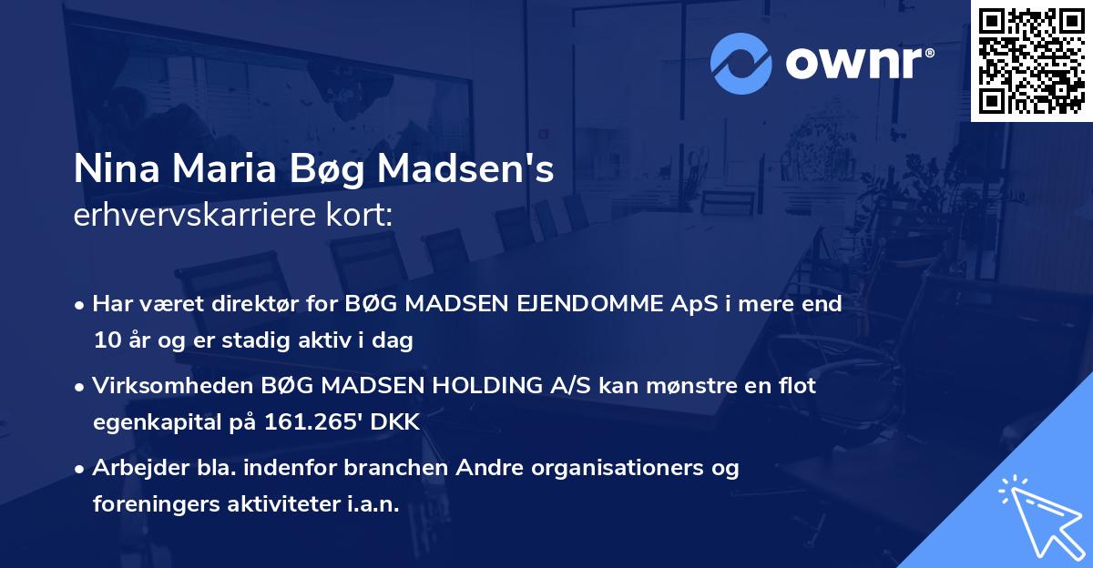 Nina Maria Bøg Madsen's erhvervskarriere kort