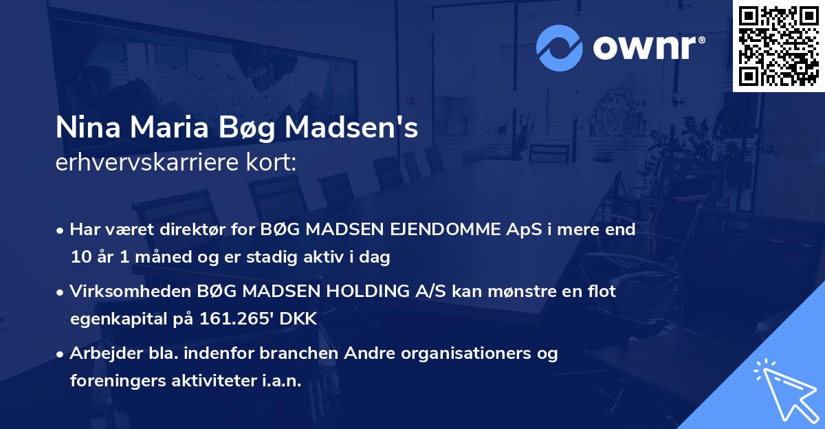 Nina Maria Bøg Madsen's erhvervskarriere kort
