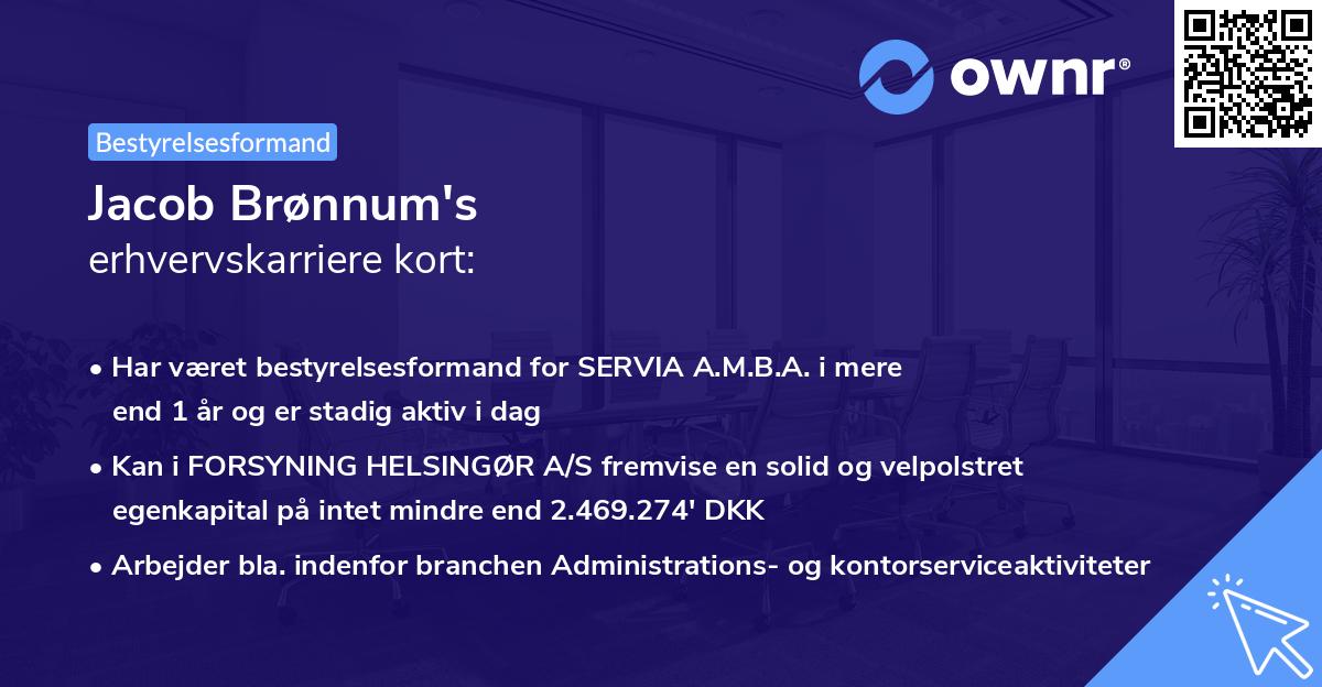 Jacob Brønnum's erhvervskarriere kort