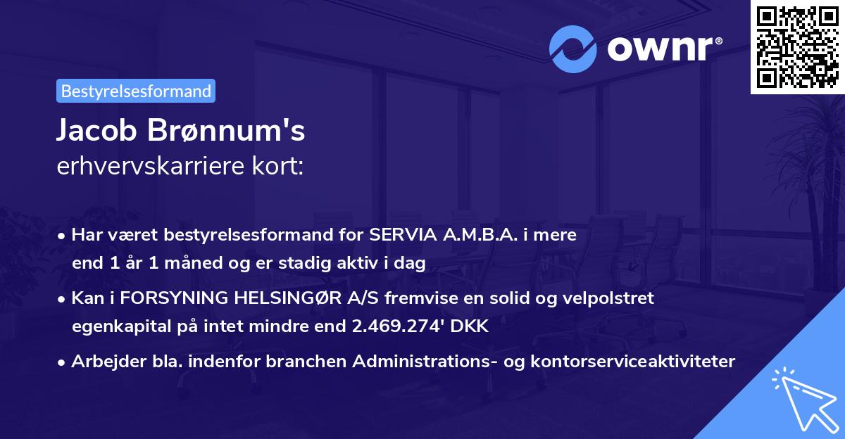 Jacob Brønnum's erhvervskarriere kort