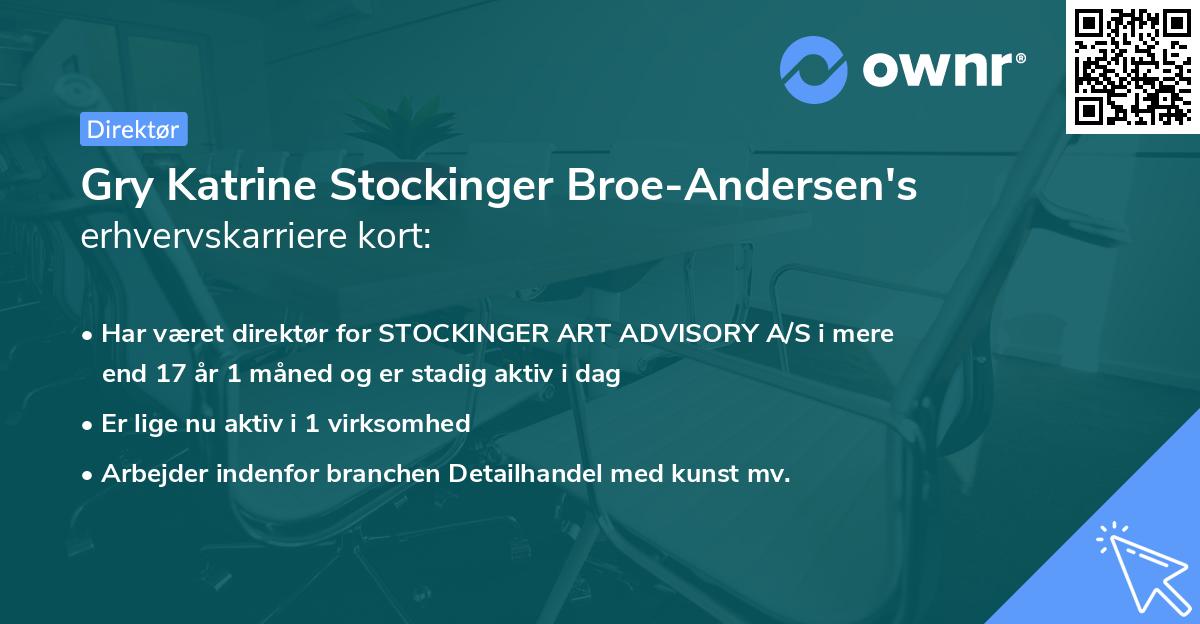 Gry Katrine Stockinger Broe-Andersen's erhvervskarriere kort