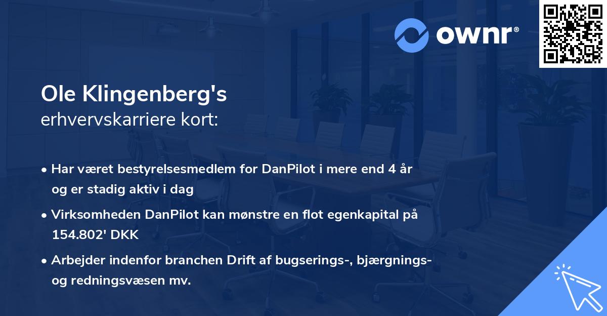 Ole Klingenberg's erhvervskarriere kort