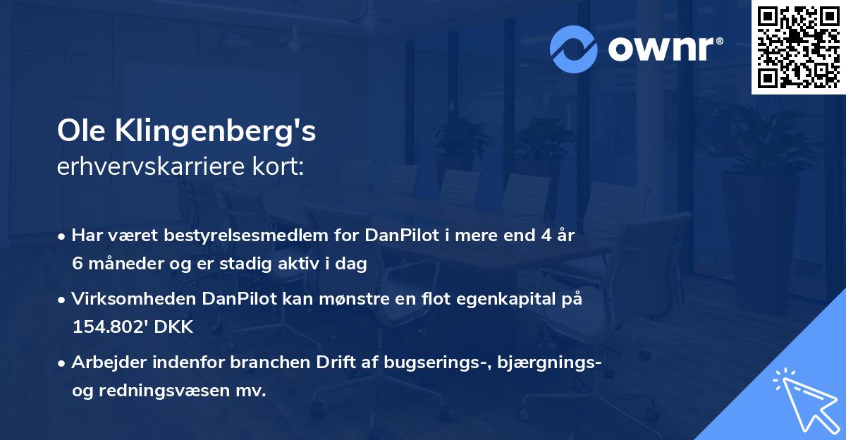 Ole Klingenberg's erhvervskarriere kort