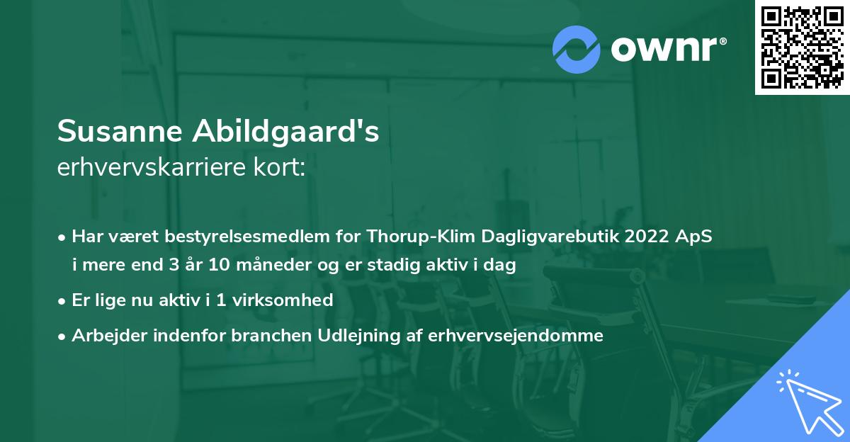Susanne Abildgaard's erhvervskarriere kort