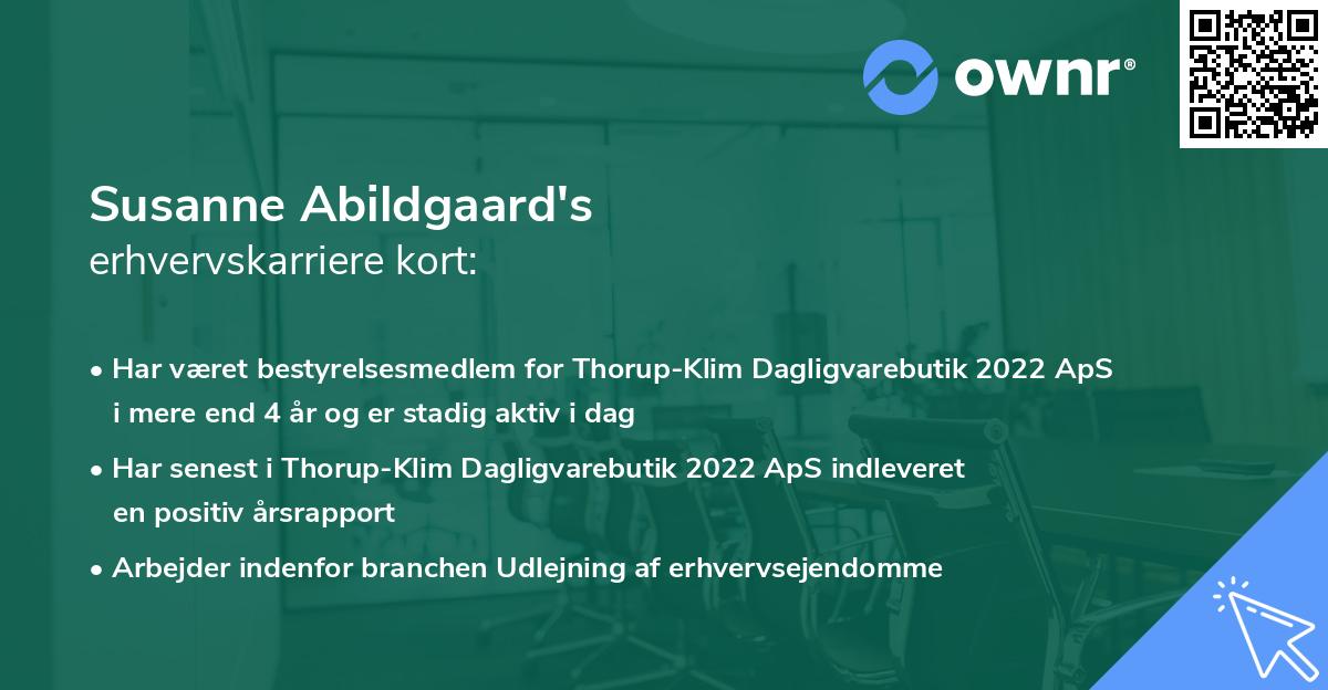 Susanne Abildgaard's erhvervskarriere kort