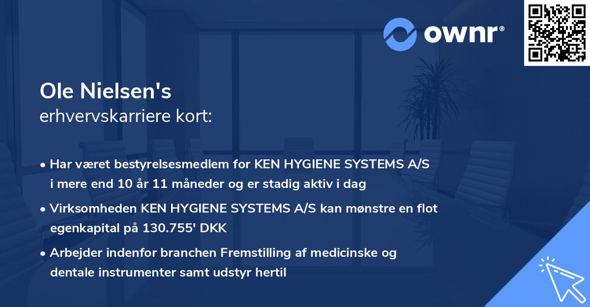 Ole Nielsen's erhvervskarriere kort