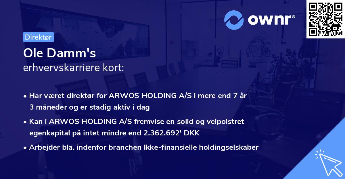 Ole Damm's erhvervskarriere kort