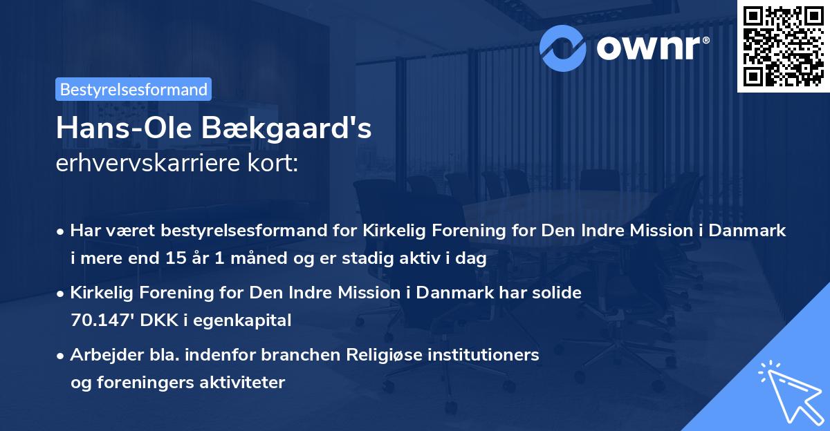 Hans-Ole Bækgaard's erhvervskarriere kort