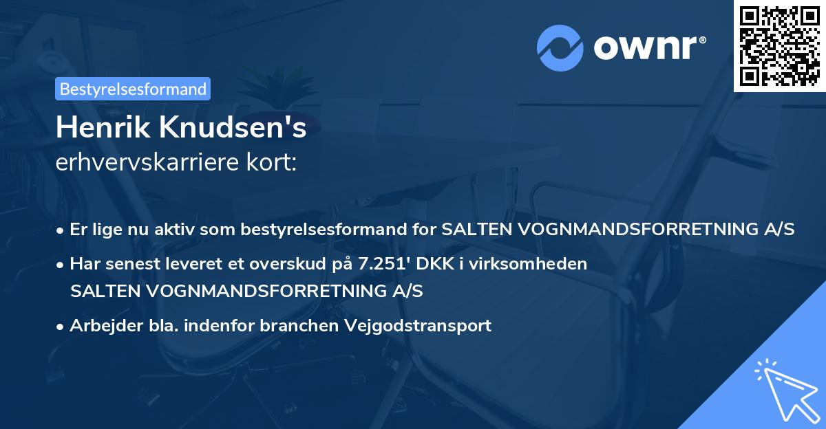Henrik Knudsen's erhvervskarriere kort