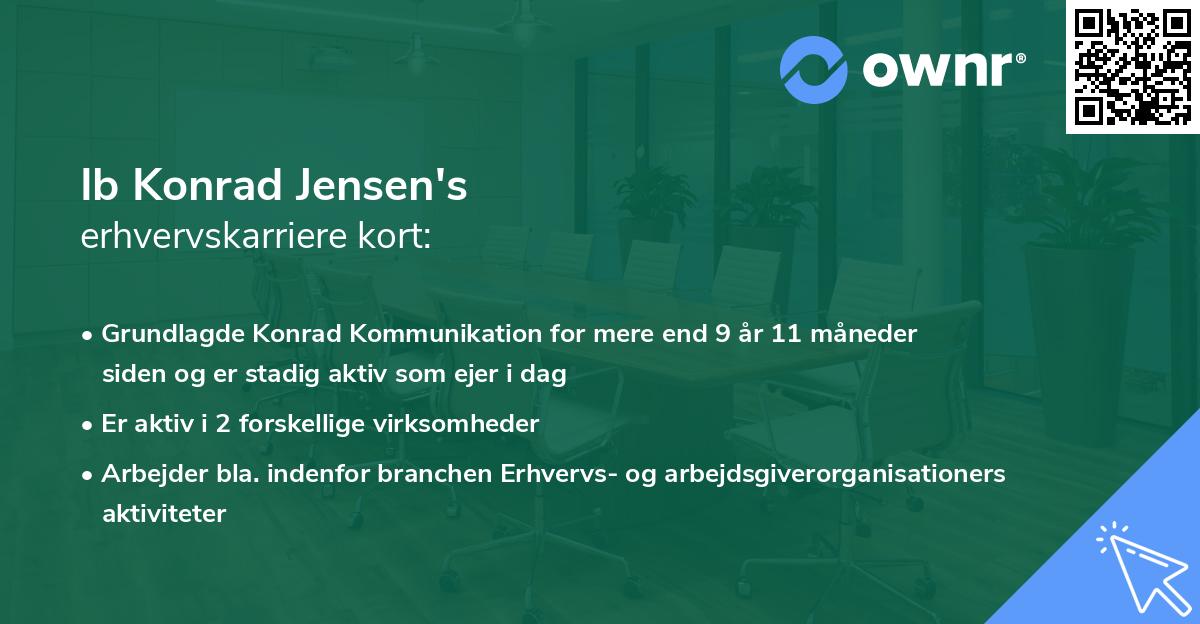 Ib Konrad Jensen's erhvervskarriere kort