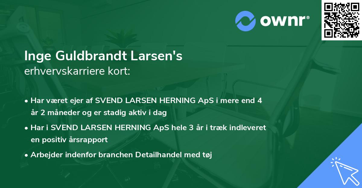Inge Guldbrandt Larsen's erhvervskarriere kort
