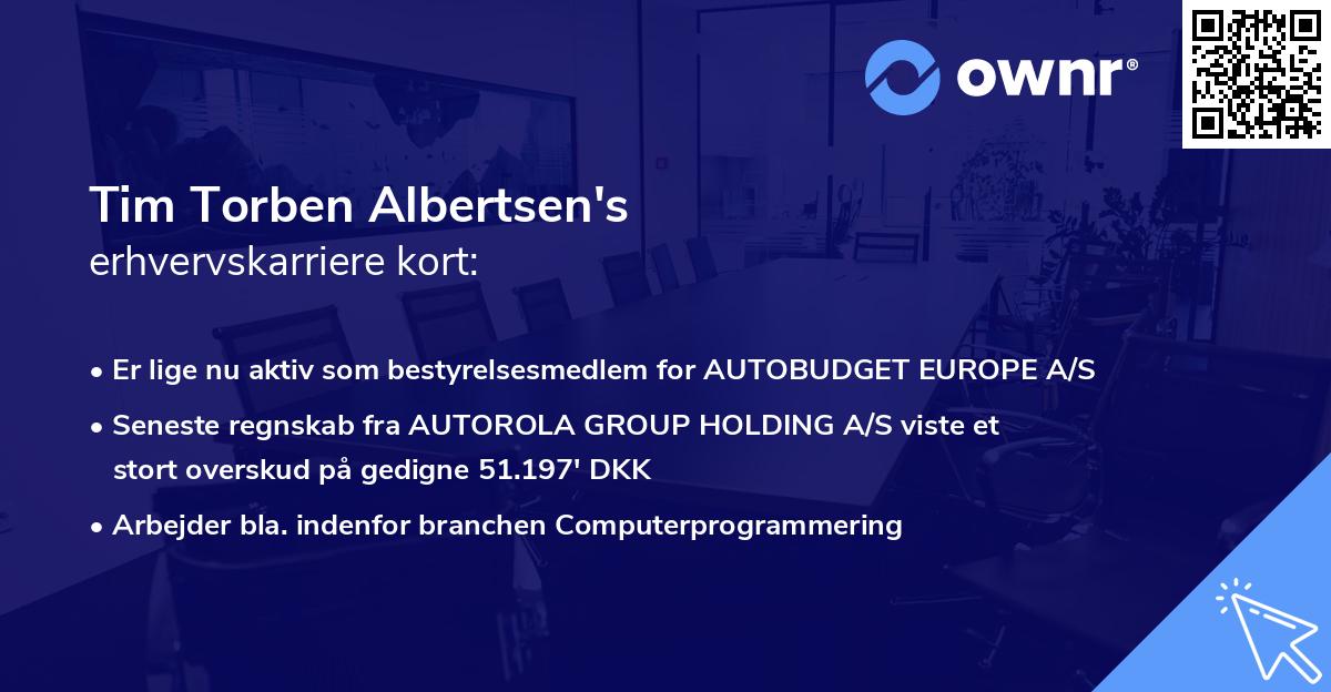 Tim Torben Albertsen's erhvervskarriere kort
