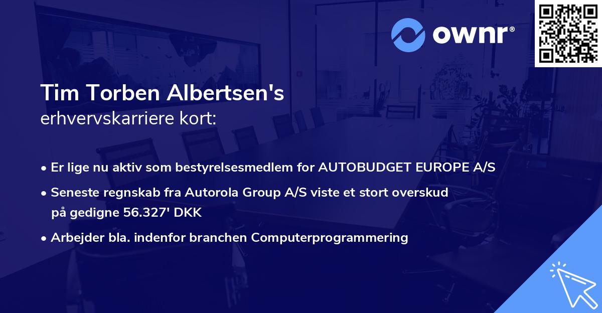 Tim Torben Albertsen's erhvervskarriere kort