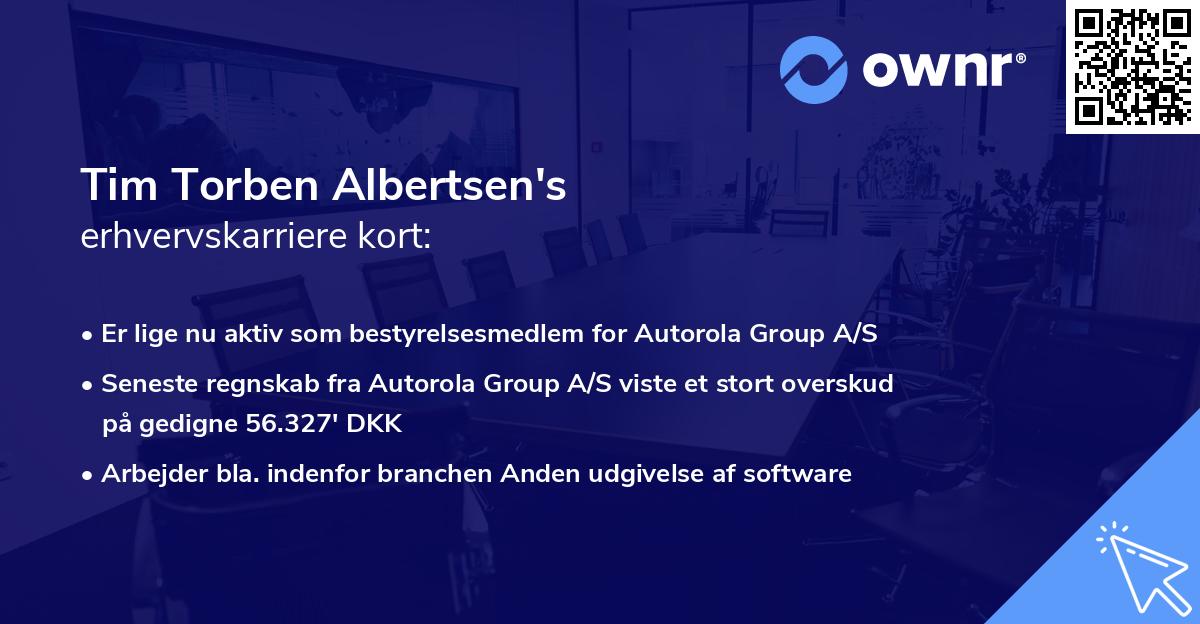 Tim Torben Albertsen's erhvervskarriere kort
