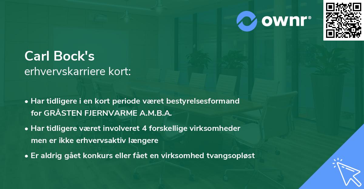 Carl Bock's erhvervskarriere kort