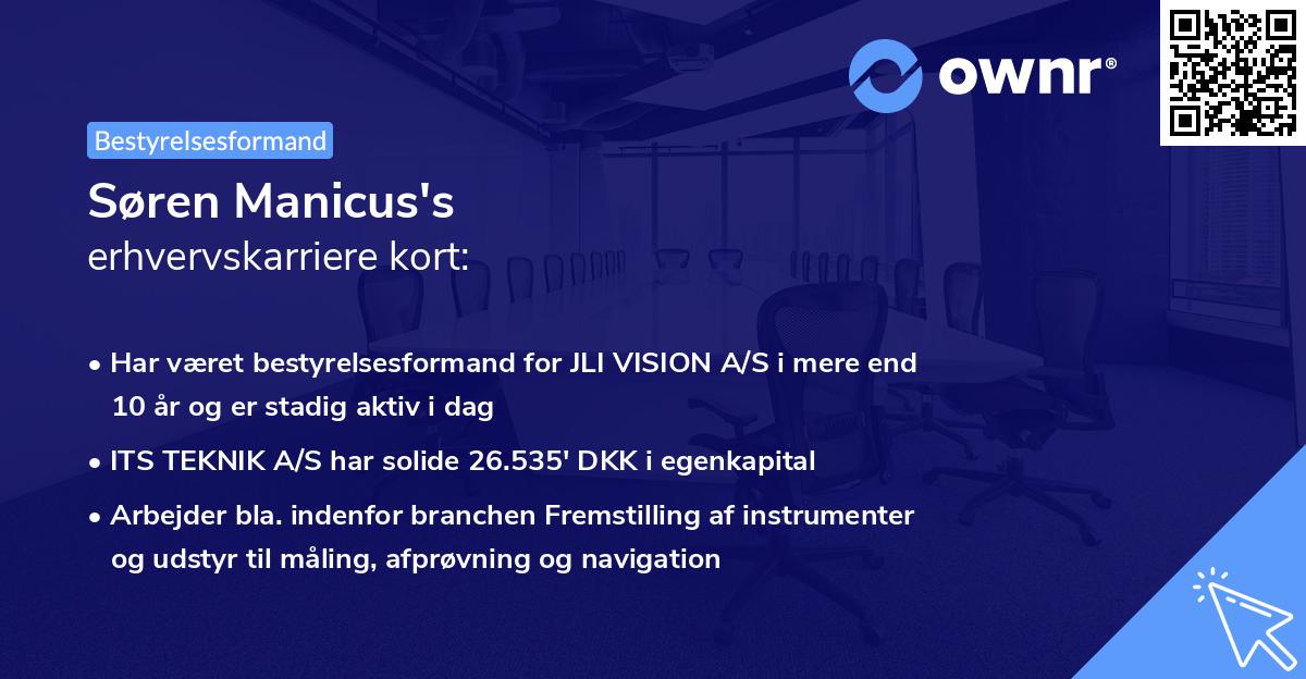 Søren Manicus's erhvervskarriere kort