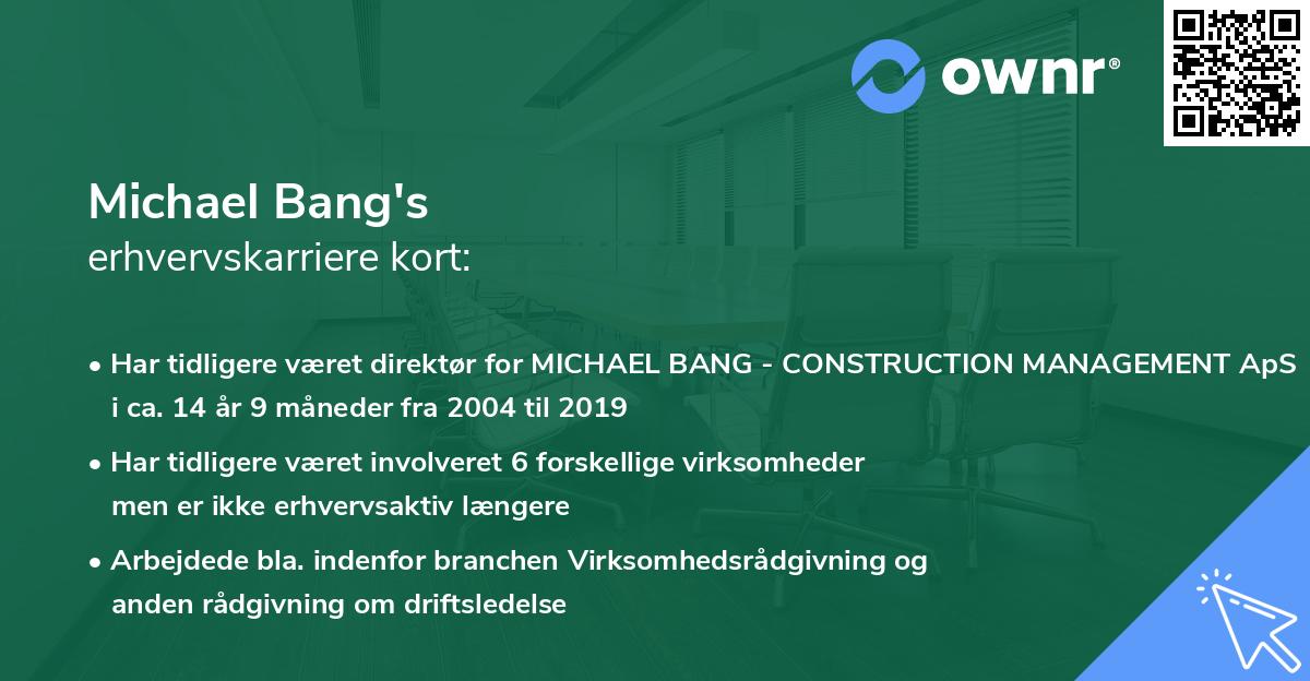 Michael Bang's erhvervskarriere kort