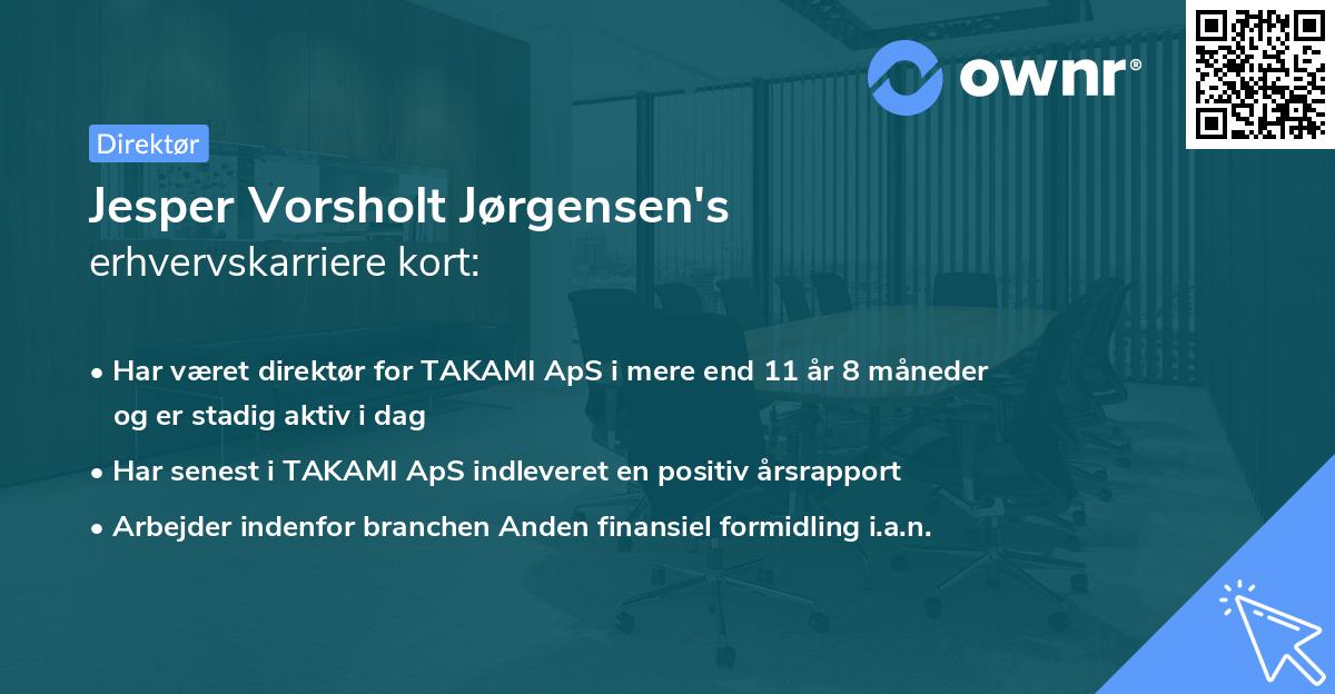 Jesper Vorsholt Jørgensen's erhvervskarriere kort