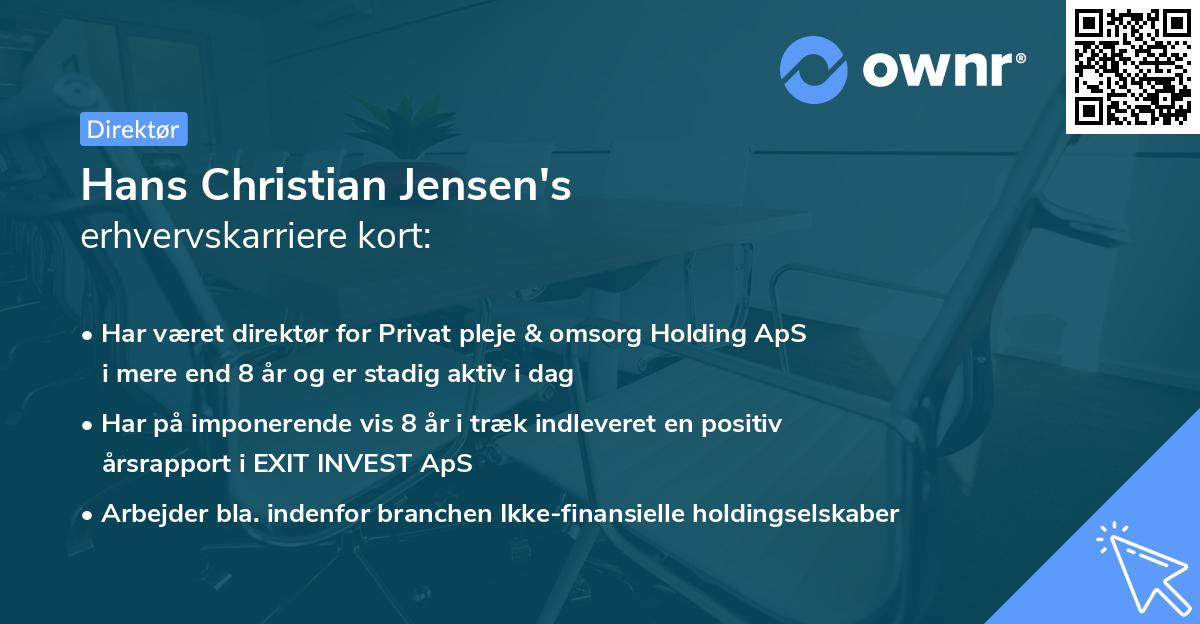 Hans Christian Jensen's erhvervskarriere kort
