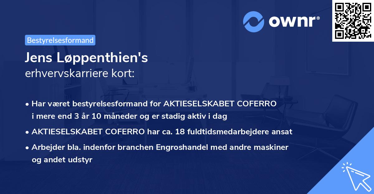 Jens Løppenthien's erhvervskarriere kort