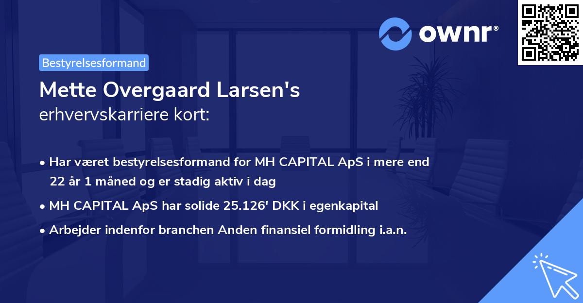 Mette Overgaard Larsen's erhvervskarriere kort