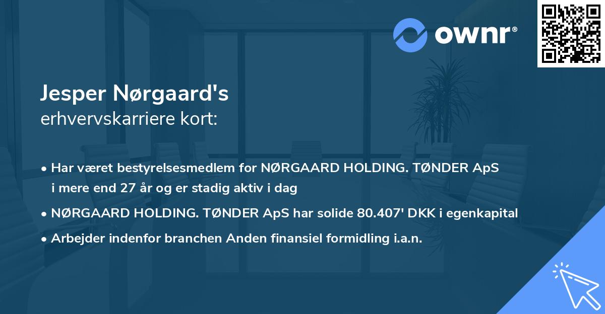 Jesper Nørgaard's erhvervskarriere kort
