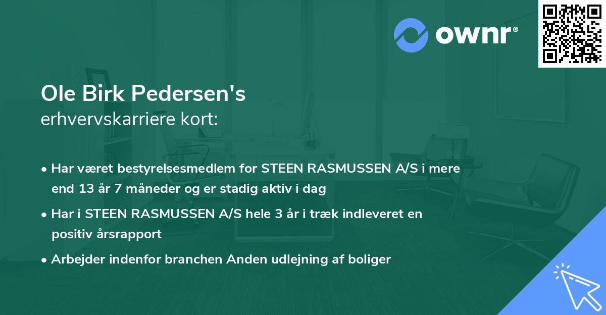 Ole Birk Pedersen's erhvervskarriere kort
