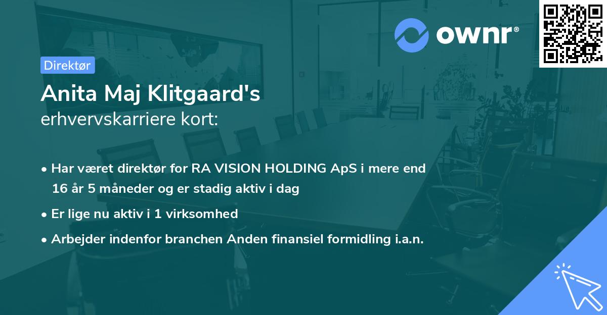Anita Maj Klitgaard's erhvervskarriere kort