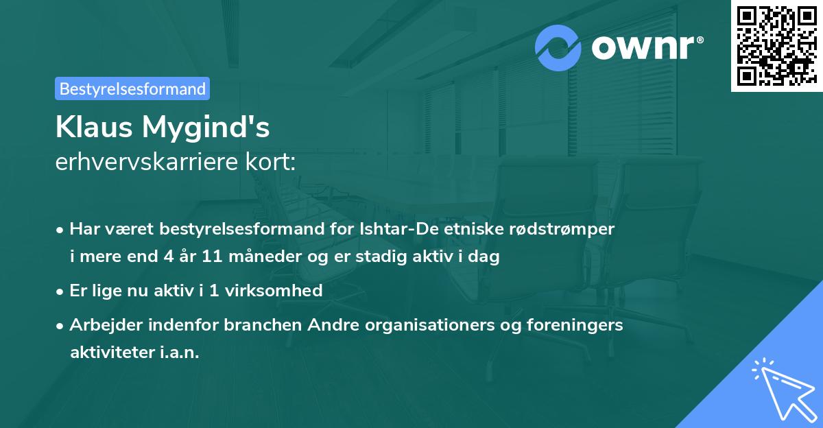 Klaus Mygind's erhvervskarriere kort