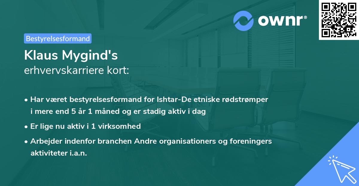 Klaus Mygind's erhvervskarriere kort