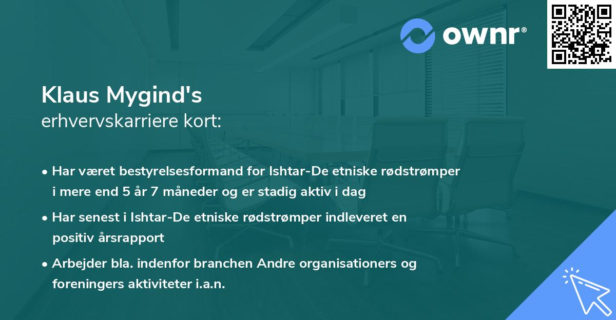 Klaus Mygind's erhvervskarriere kort