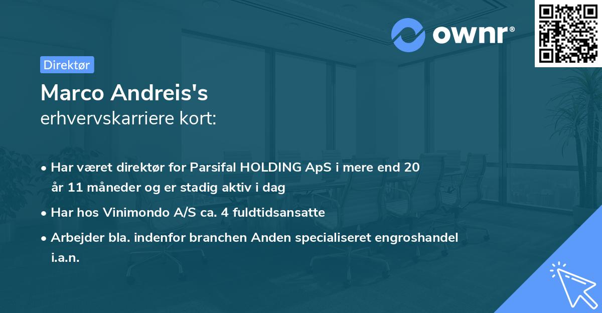 Marco Andreis's erhvervskarriere kort