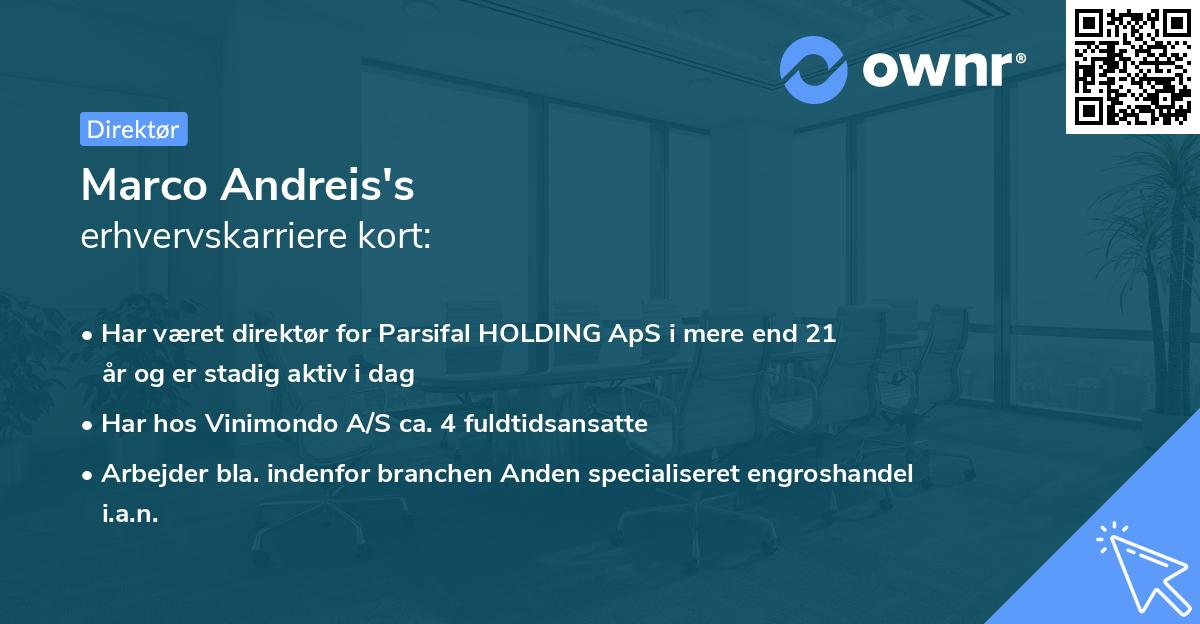 Marco Andreis's erhvervskarriere kort