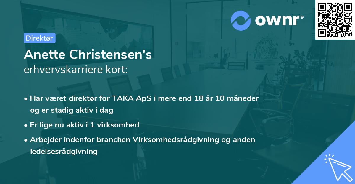 Anette Christensen's erhvervskarriere kort