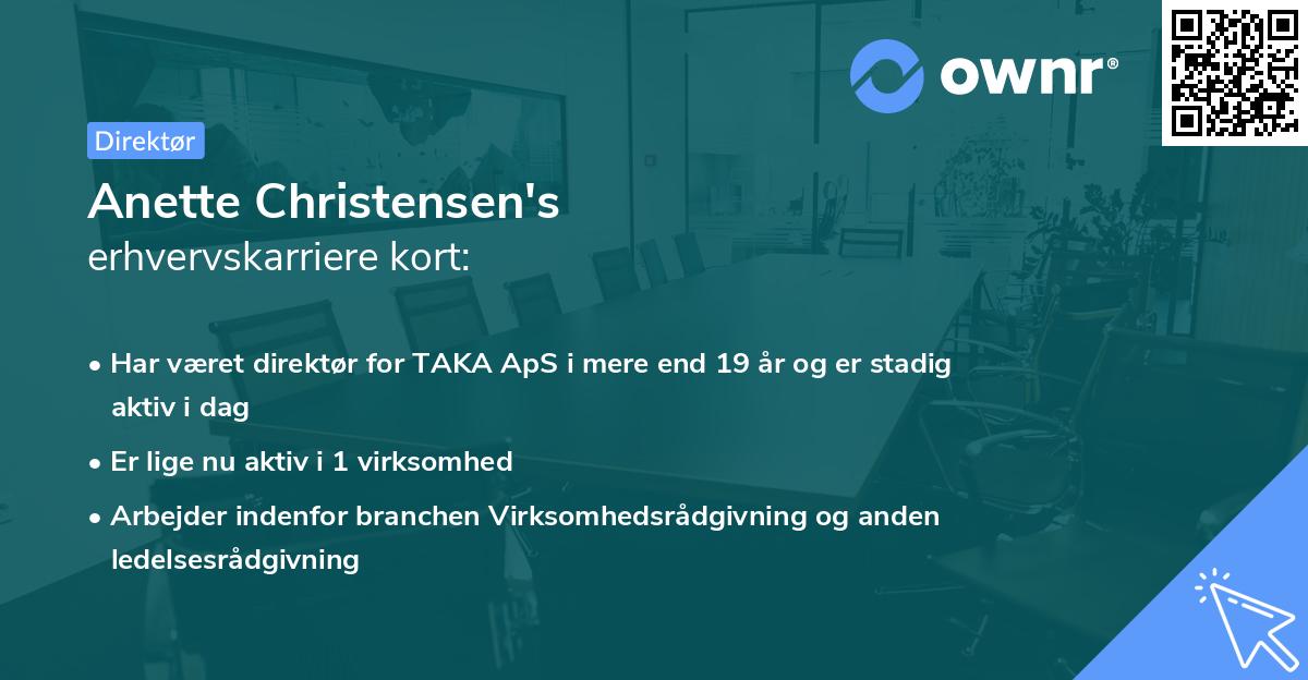 Anette Christensen's erhvervskarriere kort