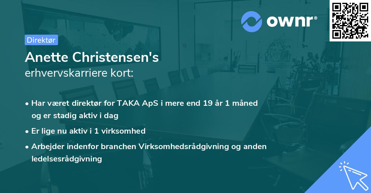 Anette Christensen's erhvervskarriere kort